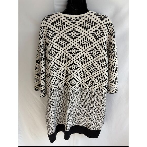 H&M Poncho Cream Black Aztec Open Front Cardigan Size XS One Size Cowgirl Shawl - Picture 5 of 10